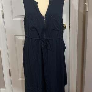 Torrid Size 2 Navy Blue Challis Zip-Front Shirt Dress NWT Tie Waist